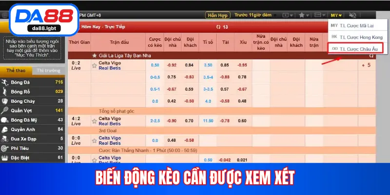 Biến động kèo cần được xem xét
